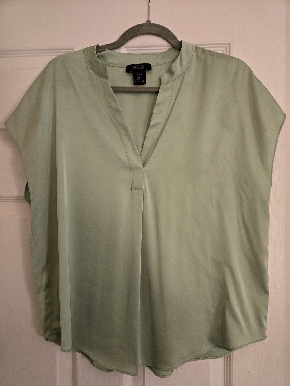 RACHEL Rachel Roy Mint Green Split-Neck Womens Top